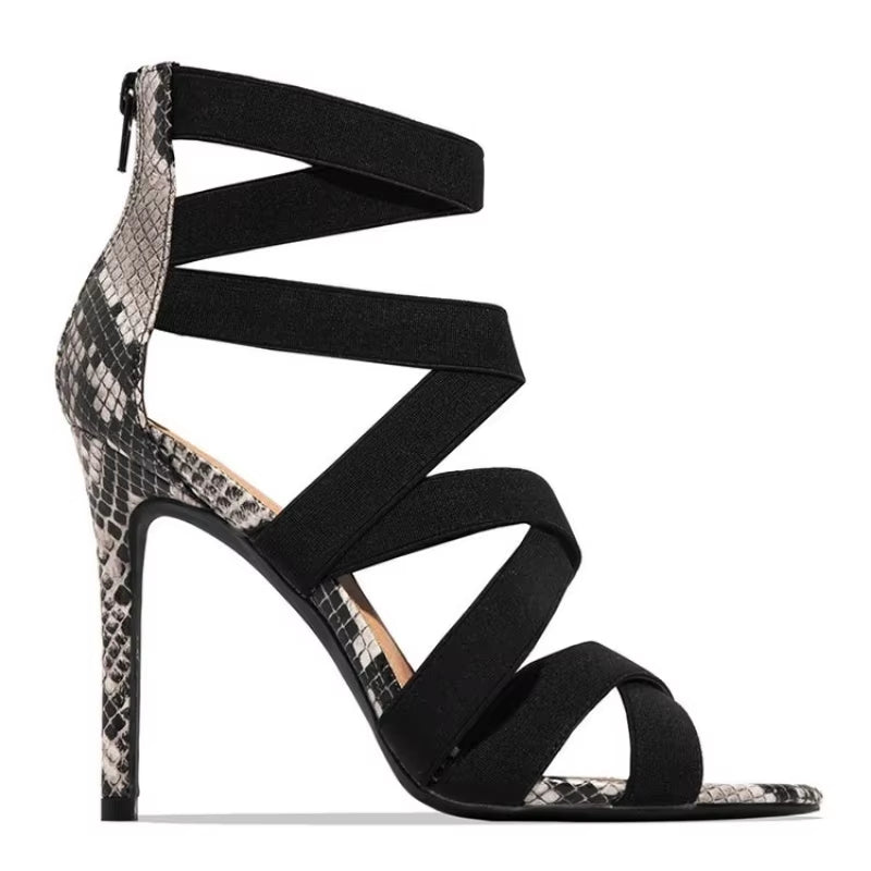 Women’s Sexy Stiletto Sandals with Open Toe and Zipper Design.