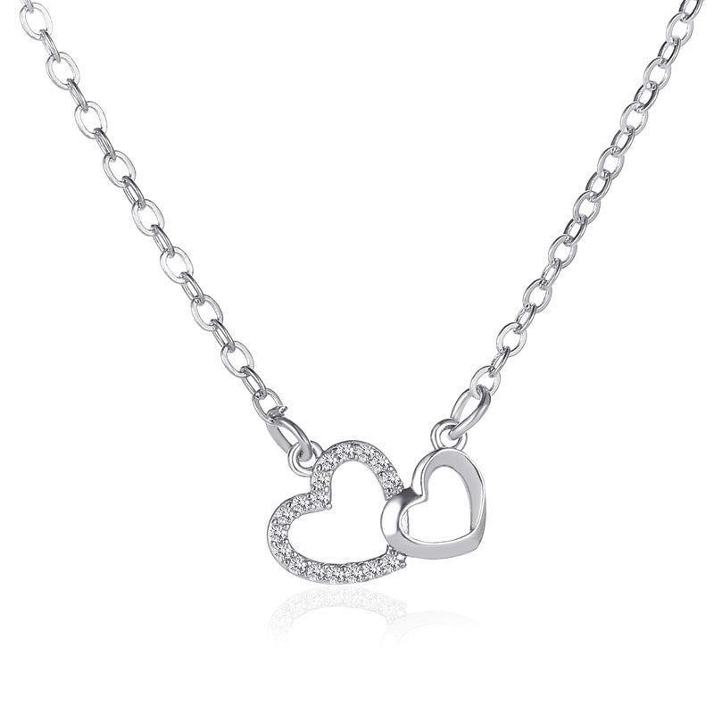 Love Necklace – Double Peach Heart Pendant Clavicle Chain