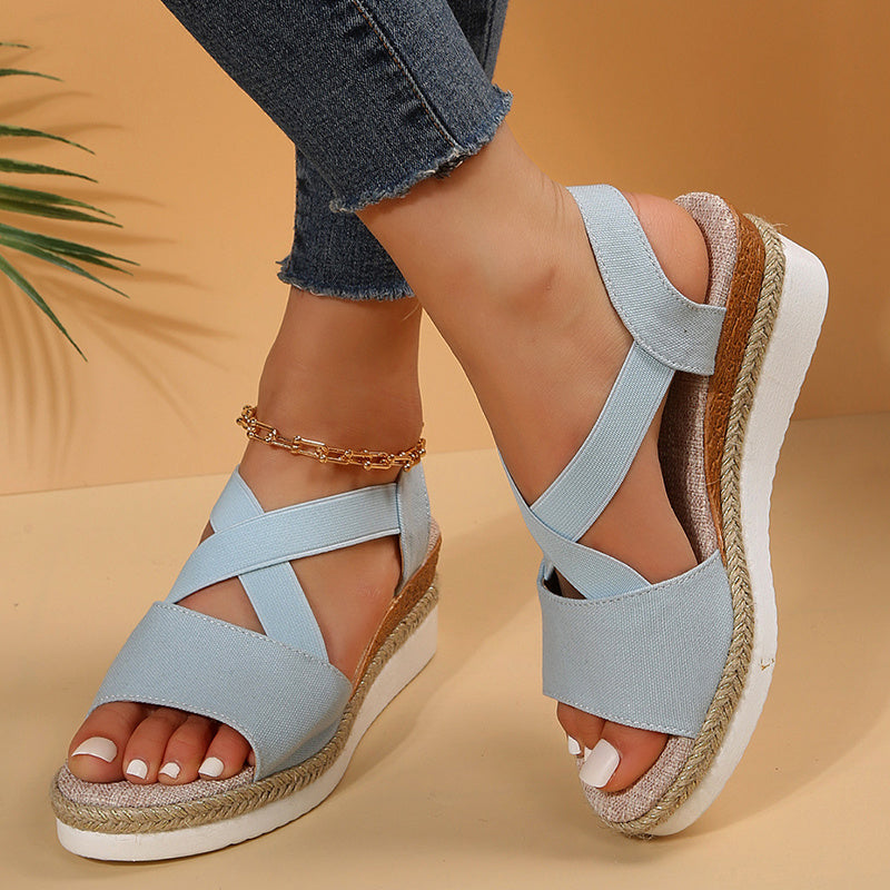 Wedge Sandals for Women – Cross-strap Platform Gladiator Hemp Heel Shoes, Summer Footwear | Glamour in Motion