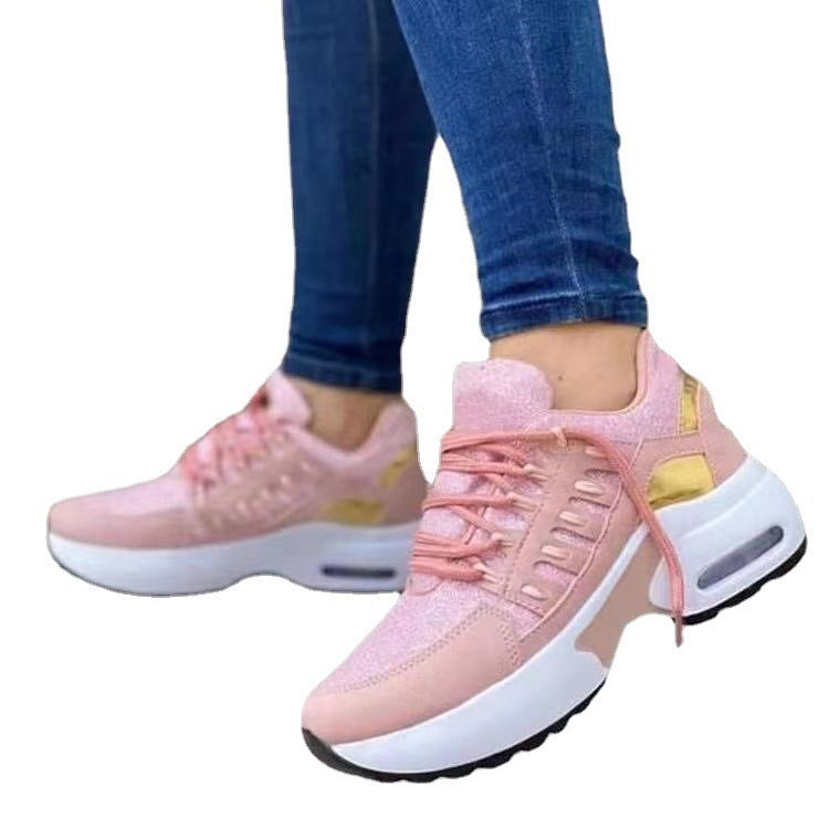 Lace-Up Sneakers for Women – Wedge Heel Running Sports Shoes | Glamour in Motion