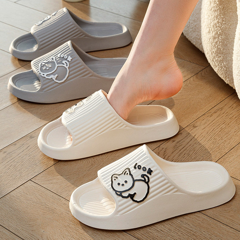 Cute Cat Slippers for Women – Summer Home Shoes, Bath Thick Platform Non-Slip Slides for Indoor & Outdoor | Glamour in Motion