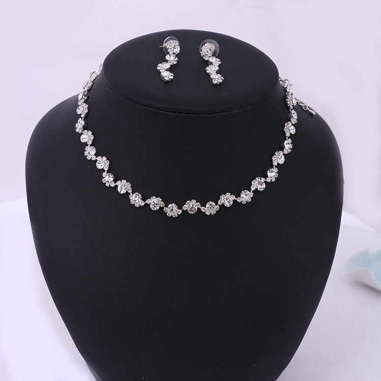 Diamond Earrings & Necklace Set - Bridal Accessories.