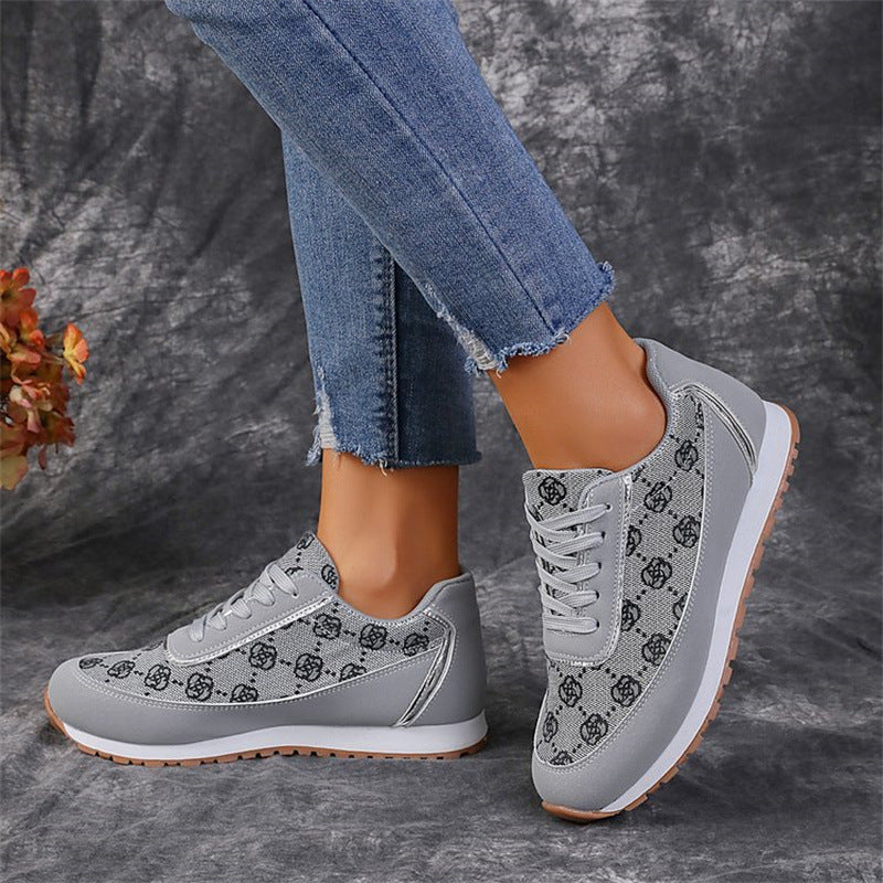 Flower Print Lace-up Sneakers – Casual Fashion Lightweight Breathable Walking & Running Sports Shoes for Women Flats | Glamour in Motion