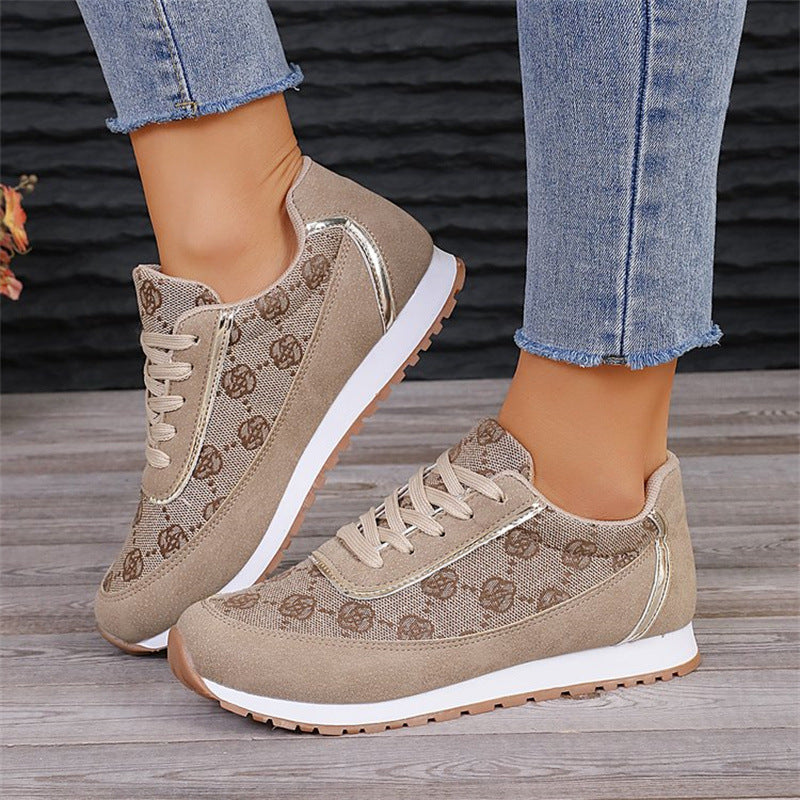 Flower Print Lace-up Sneakers – Casual Fashion Lightweight Breathable Walking & Running Sports Shoes for Women Flats | Glamour in Motion