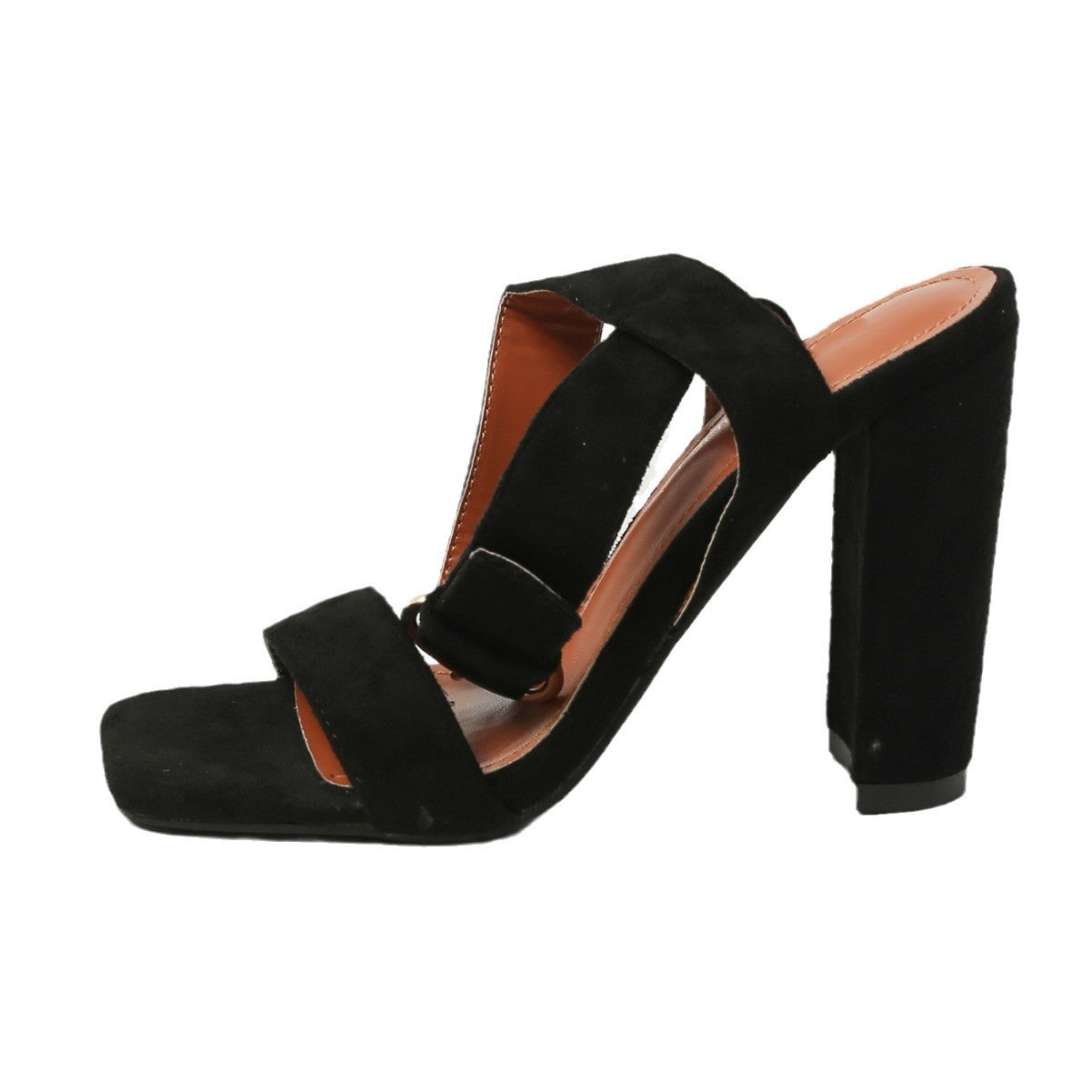 Elegant Summer Chunky Heel Sandals with Square Toe Design.