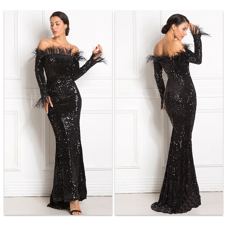 Timeless Elegance: Off-the-Shoulder Fishtail Party Dress