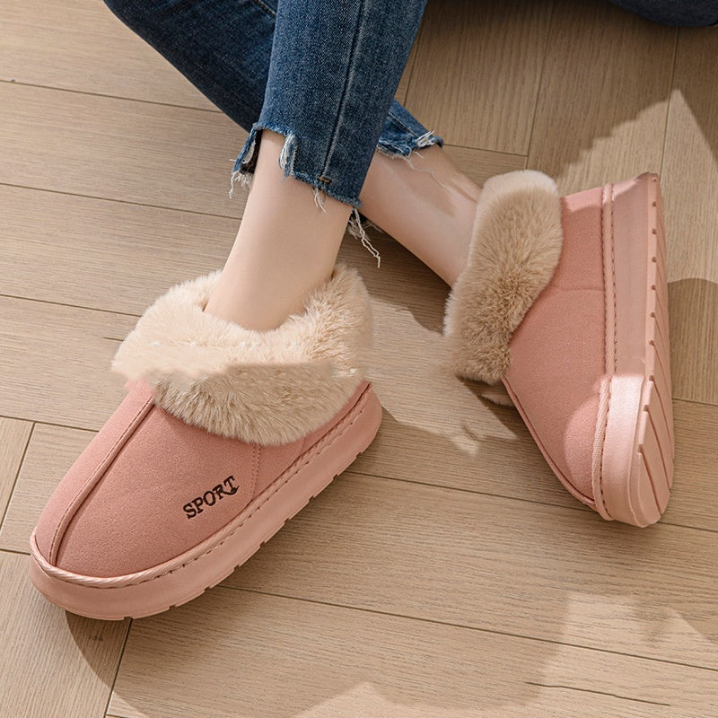 Cozy Plush Soft Slippers – Non-Slip Platform Shoes with Faux Fur Lining & Mute Sole for Indoor Comfort