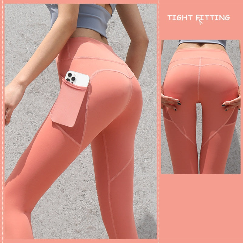 Sculpt & Move: Seamless High-Waist Leggings with Pockets for Gym & Yoga.