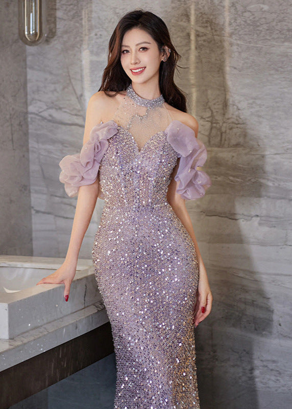 French Style Halter Evening Gown