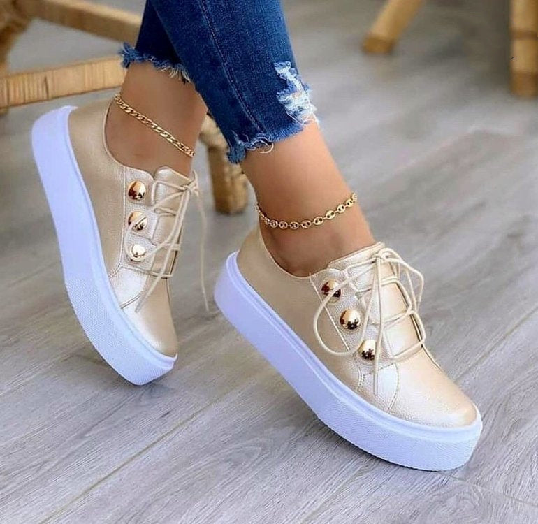 Lace-Up Flats Sneakers for Women – Rivet Casual Shoes | Glamour in Motion