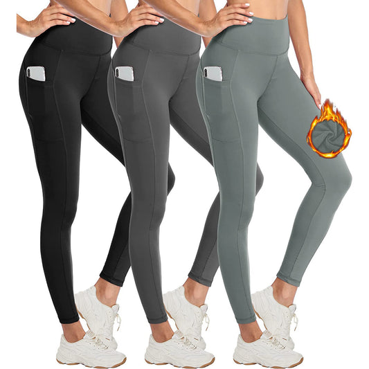 Women's Cropped High Waist Velvet Padded Thick Leggings Tight Sports Hip Raise Yoga Pants