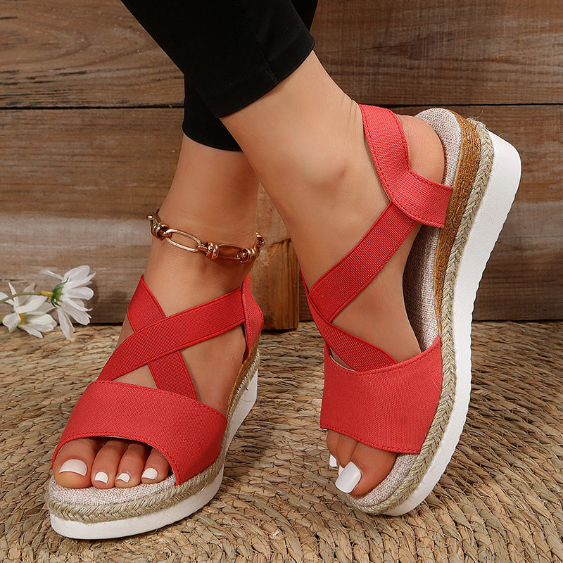 Wedge Sandals for Women – Cross-strap Platform Gladiator Hemp Heel Shoes, Summer Footwear | Glamour in Motion