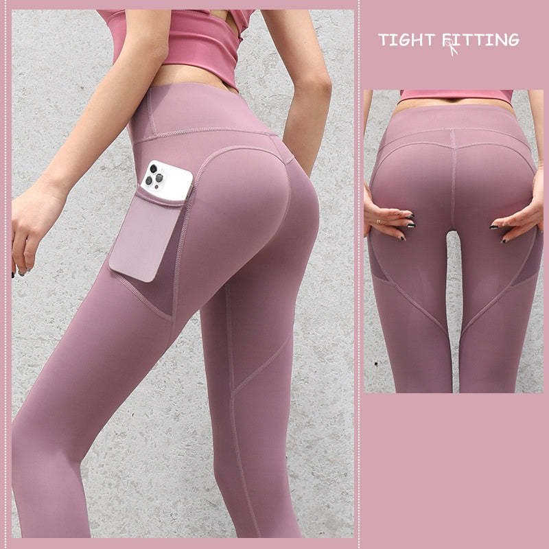 Sculpt & Move: Seamless High-Waist Leggings with Pockets for Gym & Yoga.