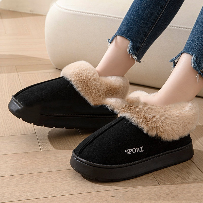 Cozy Plush Soft Slippers – Non-Slip Platform Shoes with Faux Fur Lining & Mute Sole for Indoor Comfort