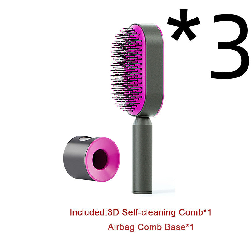 "Self-Cleaning Scalp Massage Hairbrush – Anti-Static Detangling Comb for Women"