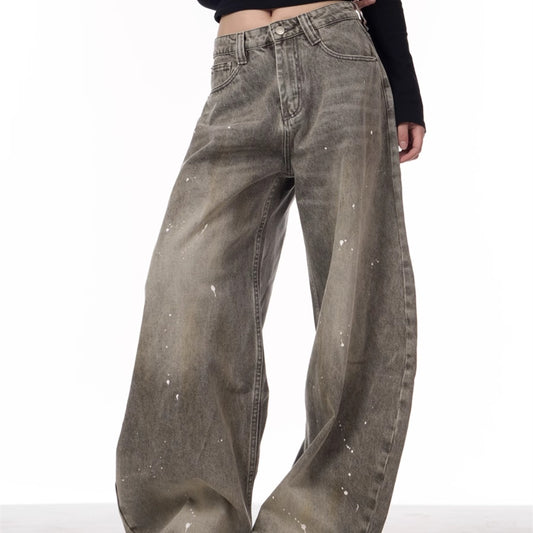 Retro Splash-ink Jeans Women's Machete Couple Pants