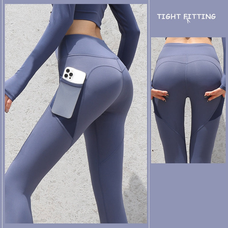 Sculpt & Move: Seamless High-Waist Leggings with Pockets for Gym & Yoga.