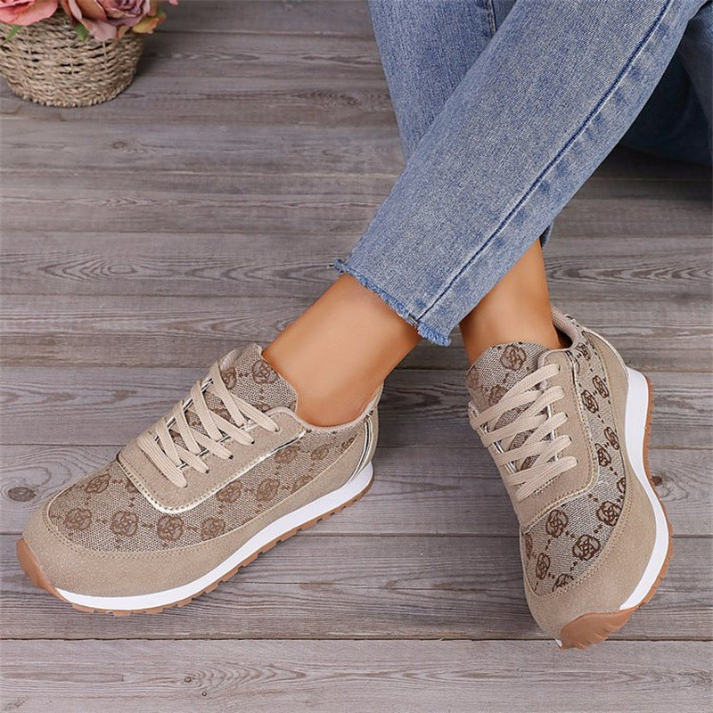 Flower Print Lace-up Sneakers – Casual Fashion Lightweight Breathable Walking & Running Sports Shoes for Women Flats | Glamour in Motion