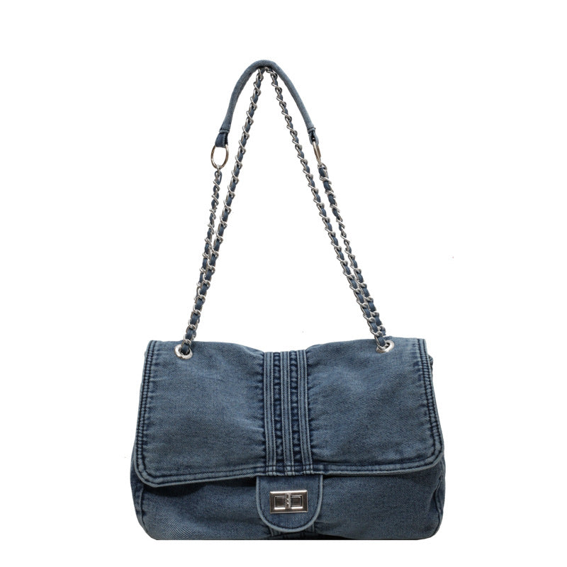 Denim Fashionable Chain Commuter Tote – Stylish & Functional Shoulder Bag