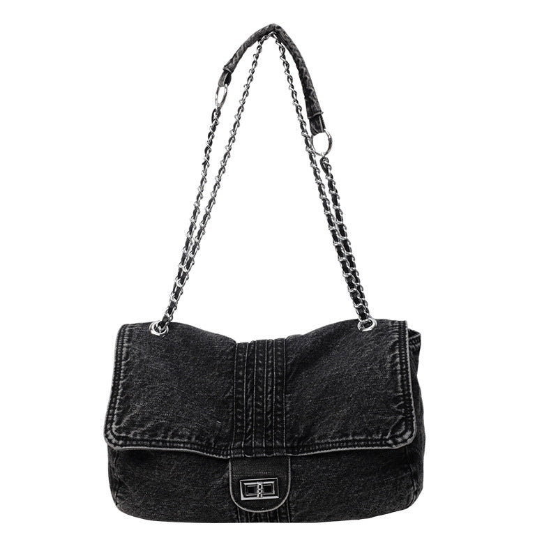 Denim Fashionable Chain Commuter Tote – Stylish & Functional Shoulder Bag