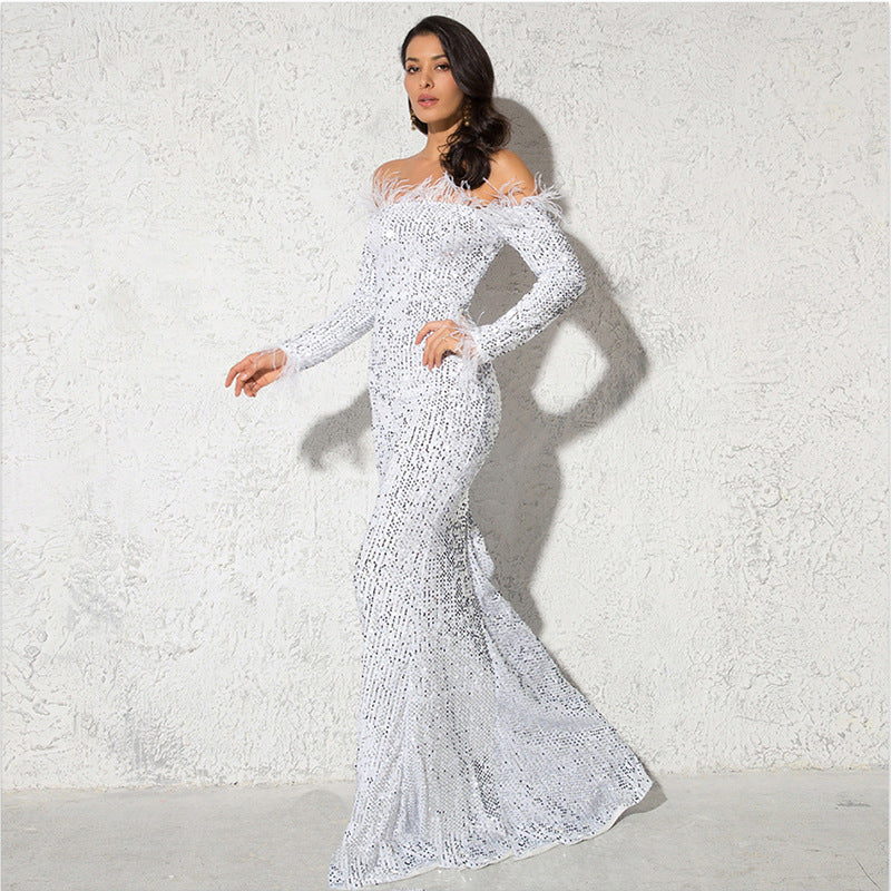 Timeless Elegance: Off-the-Shoulder Fishtail Party Dress