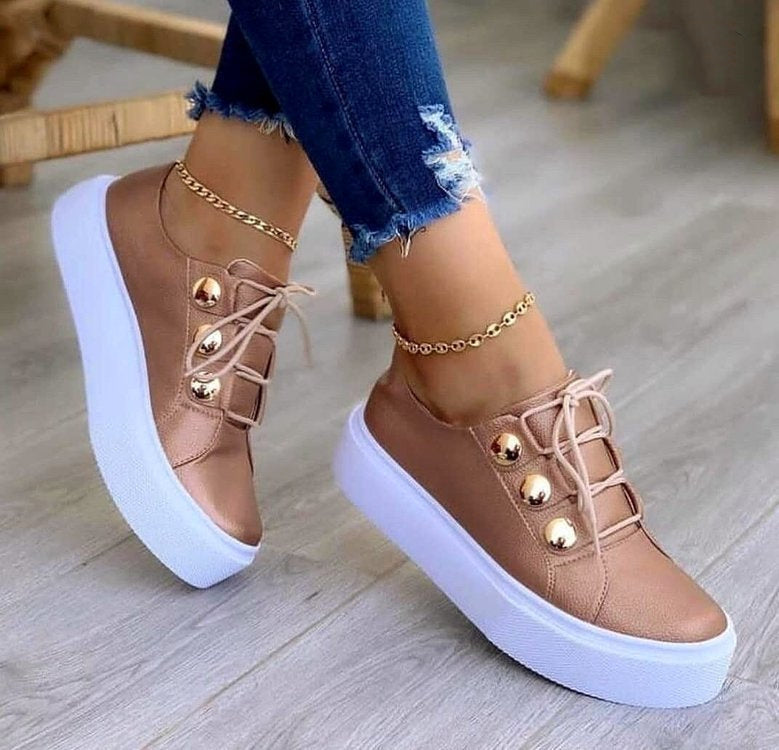 Lace-Up Flats Sneakers for Women – Rivet Casual Shoes | Glamour in Motion