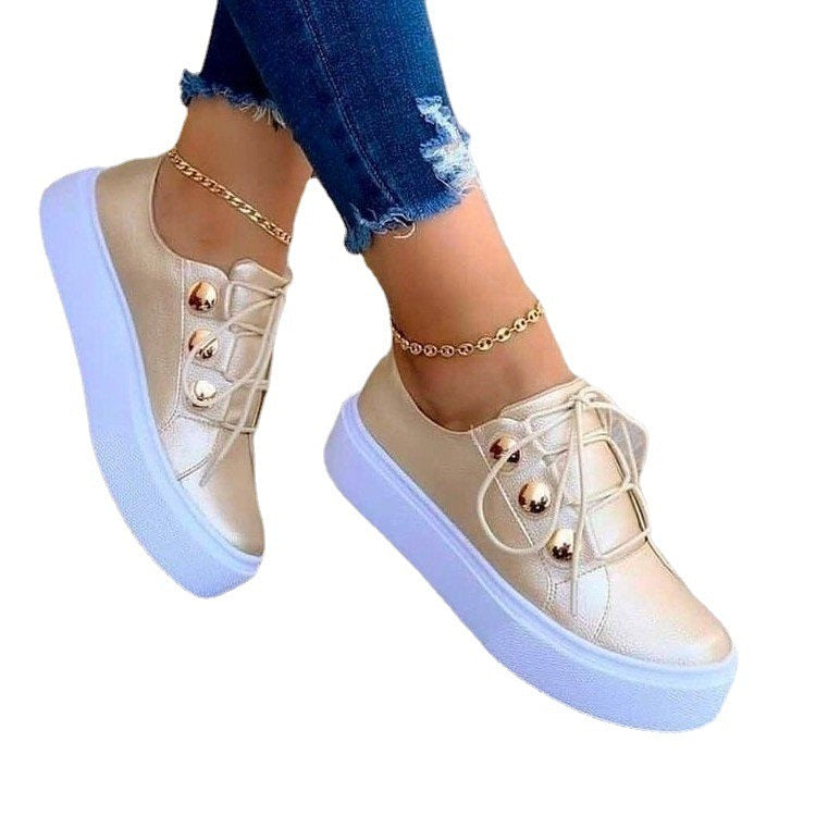 Lace-Up Flats Sneakers for Women – Rivet Casual Shoes | Glamour in Motion