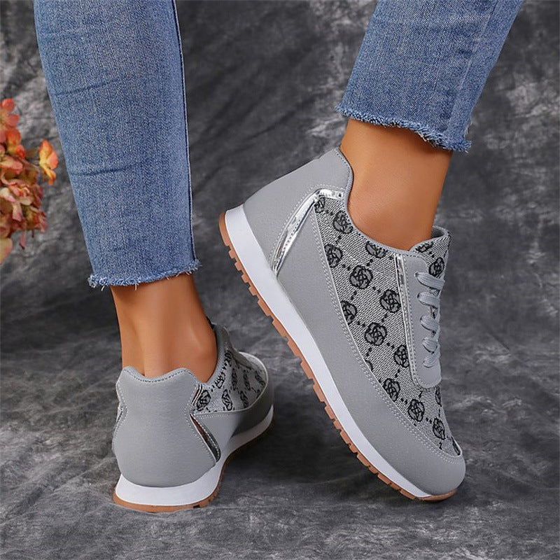 Flower Print Lace-up Sneakers – Casual Fashion Lightweight Breathable Walking & Running Sports Shoes for Women Flats | Glamour in Motion