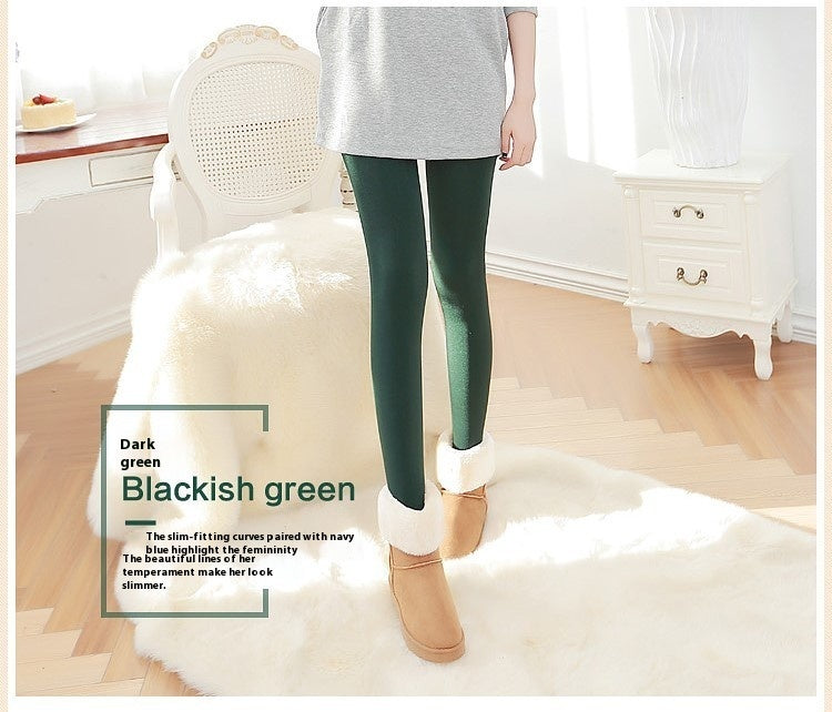 Step-on Single-layer Fleece-lined Thick Leggings Korean Style Plus Size Thermal Pants Women