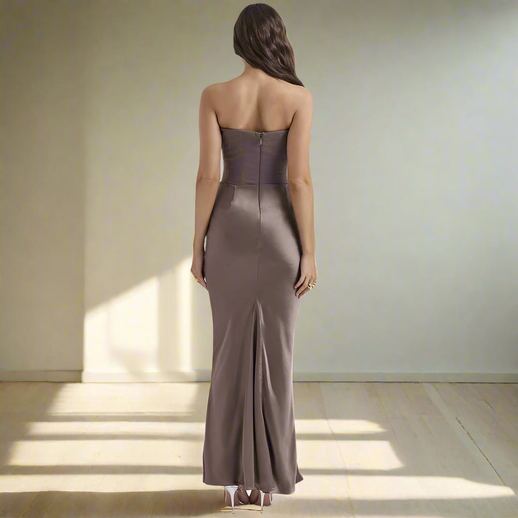 Sexy Slim Tube Top Backless Long Dress.