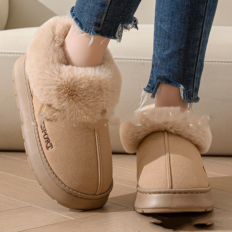 Cozy Plush Soft Slippers – Non-Slip Platform Shoes with Faux Fur Lining & Mute Sole for Indoor Comfort